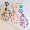 Cute Flocking Leader Labubu Keychain Doll Pendant Cartoon Cute Grain Bag Chain Pendant Gift