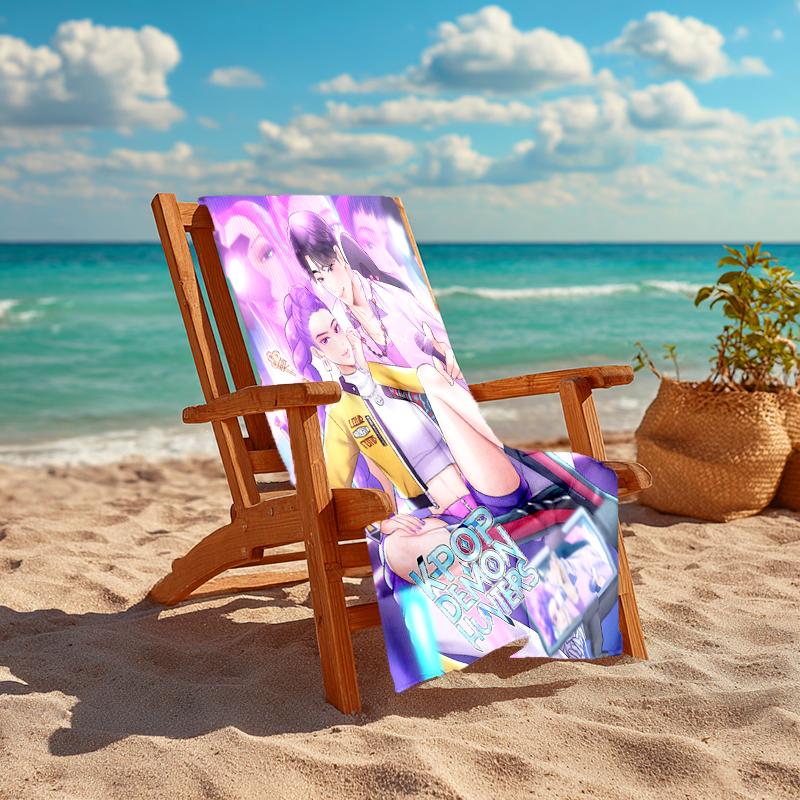 1pc KPop Demon Hunters20 Beach Towel, Comfortable and Thick, and Swimming/Bath/Picnic/Camping Towel, Suitable for Seaside Beaches
