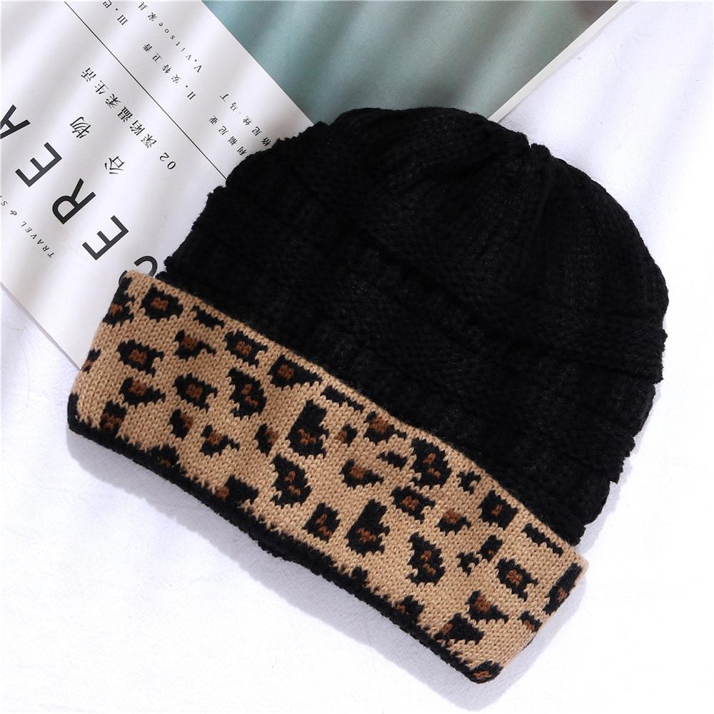Beanie Hat For Women Men Winter Hat Knitted Autumn Leopard Hat Outdoor Crochet Warm Bonnet Cap Female Hats For Girl Hat