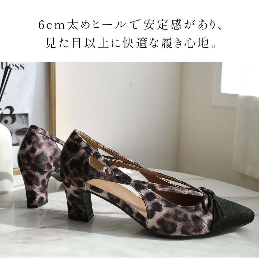 [AmiAmi] Ribbon Cutout Pointed Toe Pumps Women's Shoes Mules (Black, 24.0cm) SY039