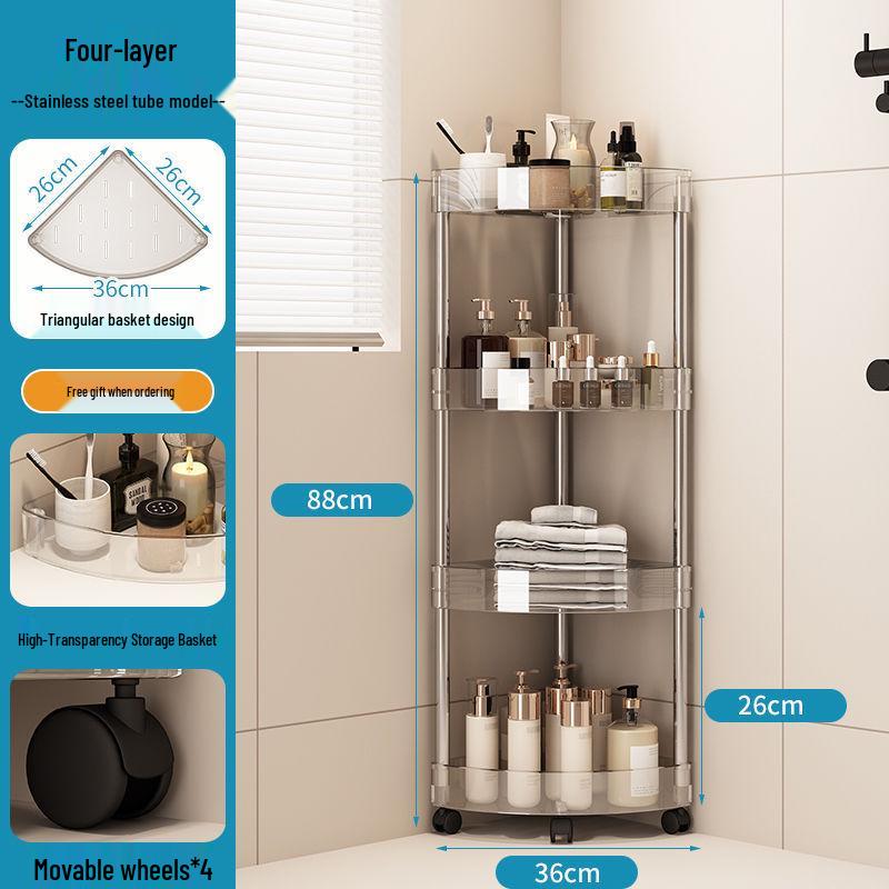 Mehrschichtiger Eck-Toiletten-Aufbewahrungsständer aus Edelstahl