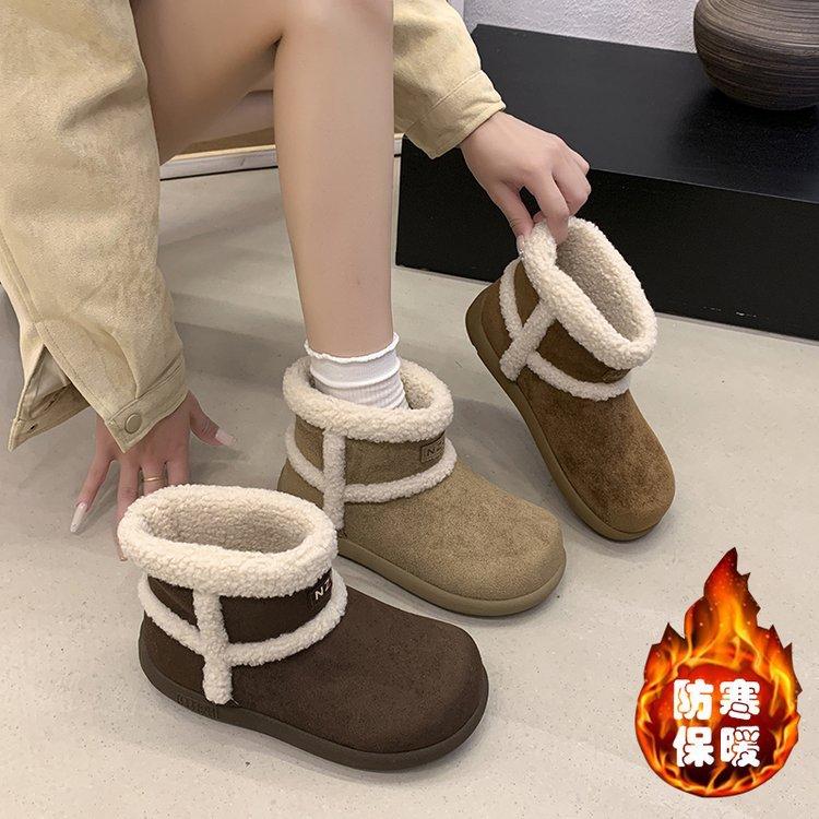 Snow Boots Thick-soled Women's New Winter Velvet Warm Boots Short Boots Velvet Thickened Lazy One-pedal Women's Shoes