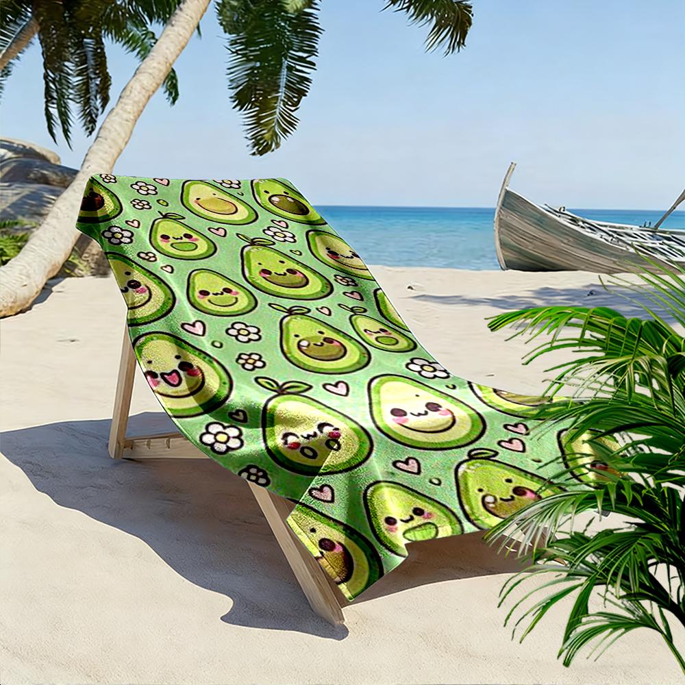 Cute Avocado Cartoon Pattern Towel Beach towel quick-drying for travel outdoor sports jogging beach and swimming