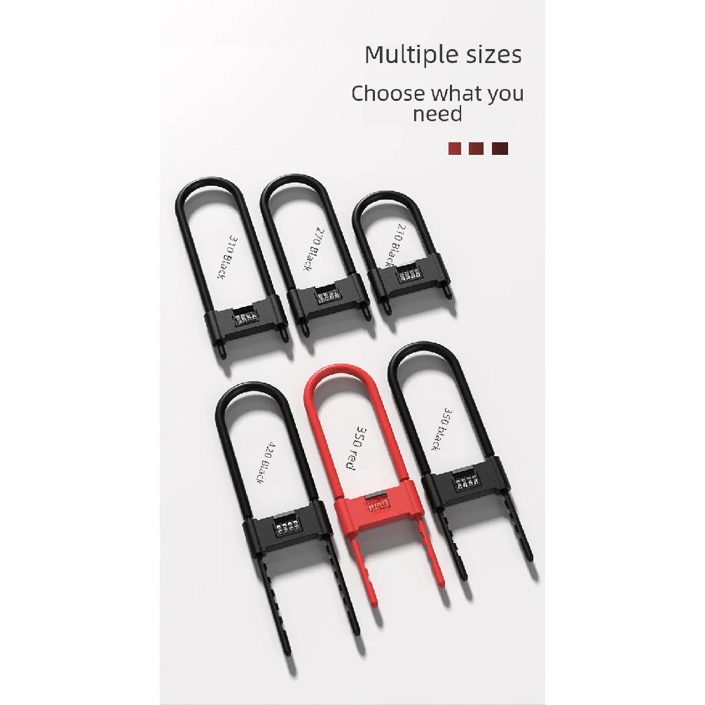 U-shaped Anti-theft Glass Door Lock Double Handle For Bicycle Shops Electronic Vehicle Protection U-lock Extension Plug-in
