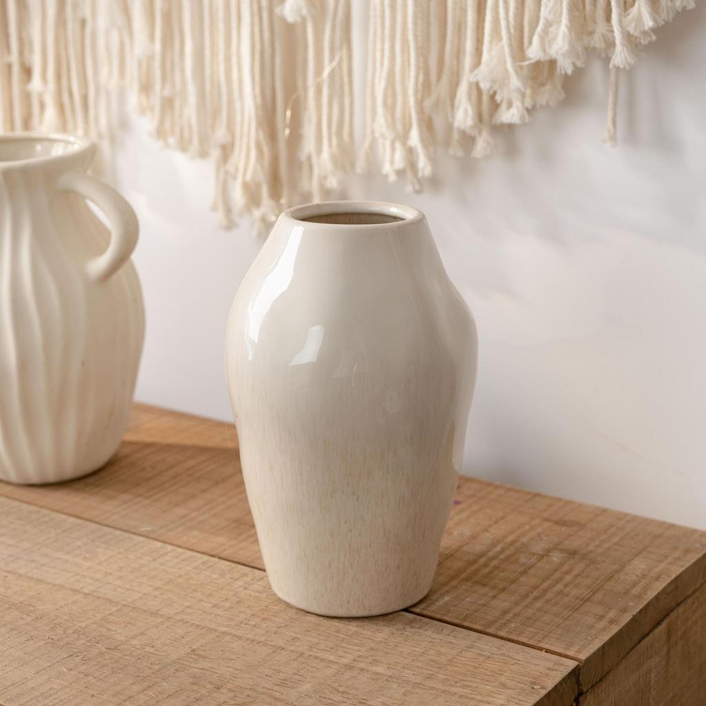 Elegant White Ceramic Vase: Nordic Wabi-Sabi Design for Living Room or Dining Table Decor