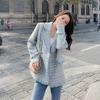 Fashionable Lapel Suit Jacket for Ladies, Winter Sweet Checkered Suit Jacket