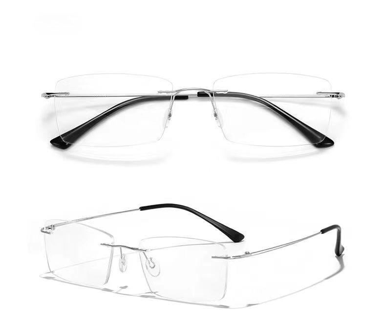 Frameless Cut Edge Reading Glasses Anti Blue Light for Men Middle Aged Elderly Anti Fatigue Glasses