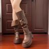 Autumn Winter Platform Woman Knight High Boots Shoes Thick Heels Shoes Female Punk Vintage Long Booties Zapatos De Muje