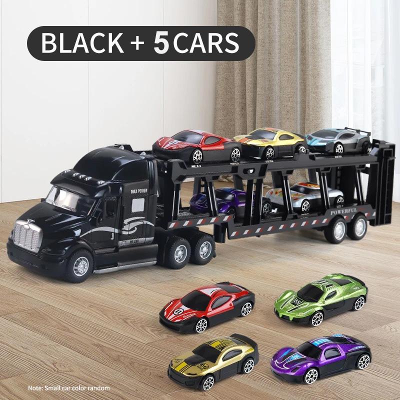 

New Folding Storage Container Truck Model Large Inertia American Car Transport Truck Toy Children s Car Toy Birthday Gift чорний