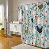 1pc Pastel Farm Life Shower Curtain - Soft Repeating Animal & Flower Pattern, Whimsical Watercolor Style, Blue Background,