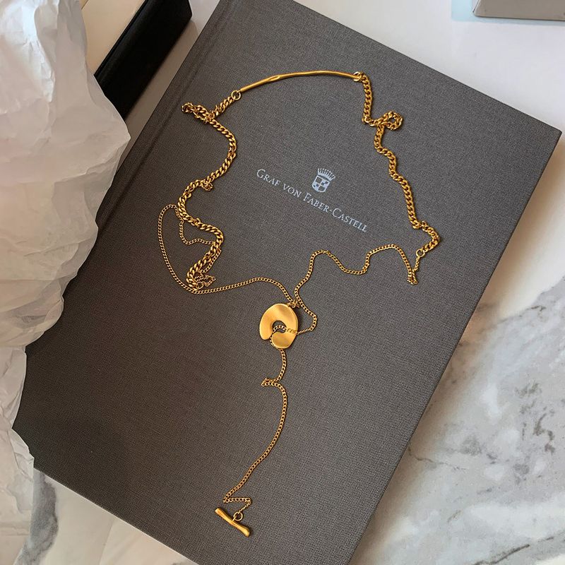 New European and American Style Ot Buckle Long Metal Necklace for Women, Light Luxury High-End Accessory, 2026 New Hot-Selling Gold Sweater Chain Gold [Total Length Approximately 78cm]