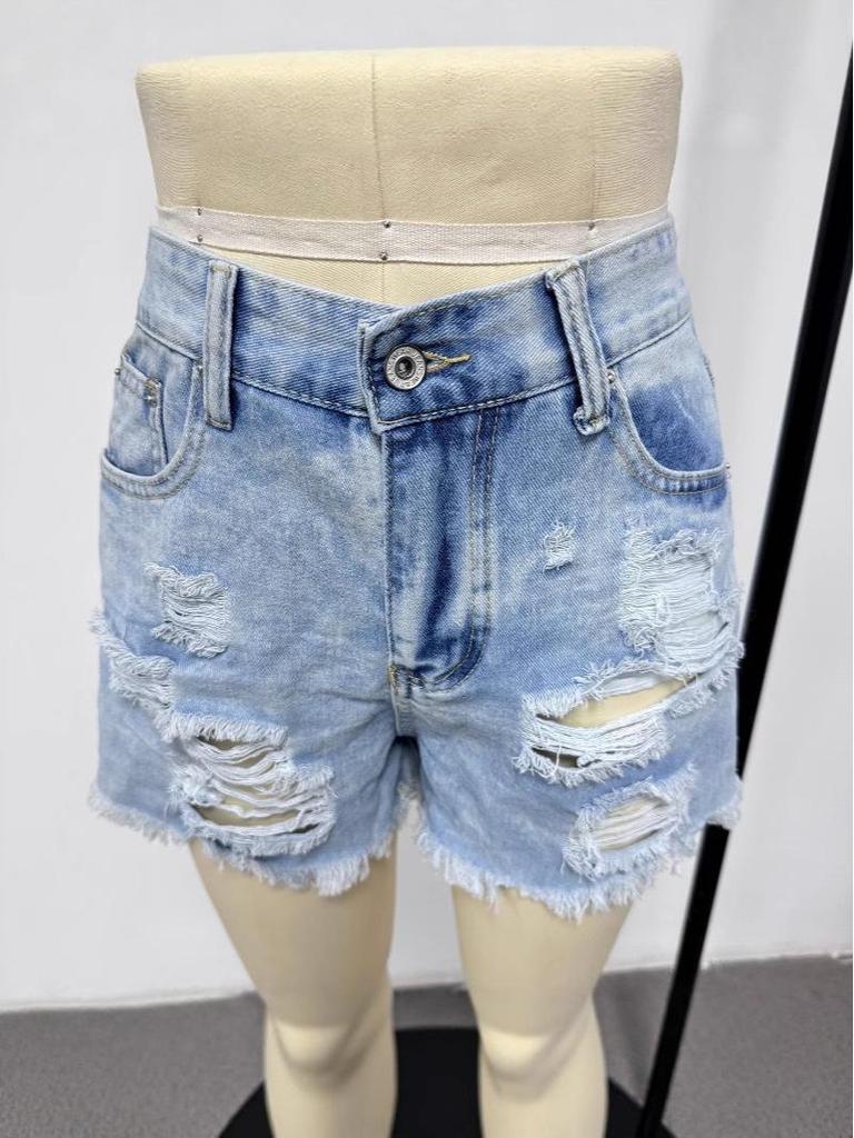 2025 Women's Mid-Waist Denim Shorts - European & American Style