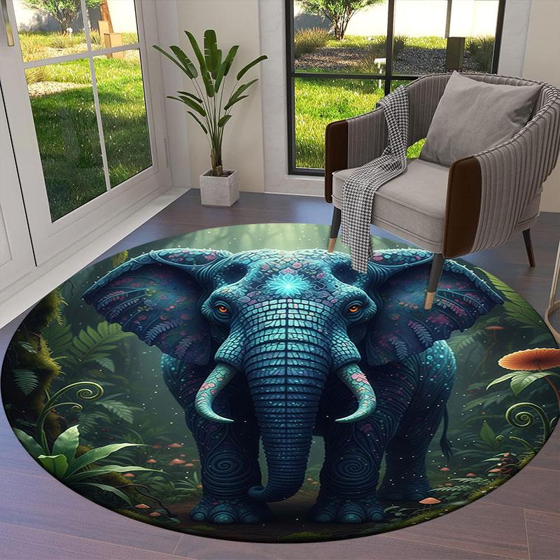 AnimalsElves Round Area Rug,Carpet Rug for Living Room Bedroom Sofa Playroom Decor,Non Slip Floor Mat