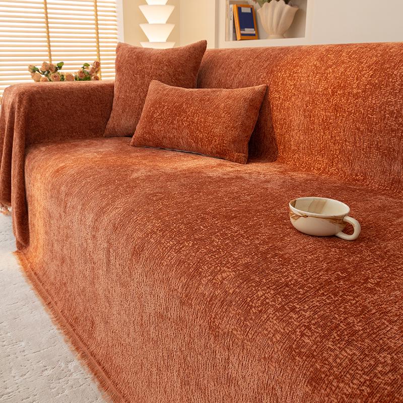 Moderne rutschfeste Chenille-Sofaüberwurfdecke: Einfacher, kratzfester Kissenbezug