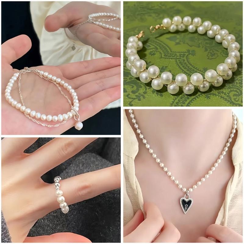 Jewelry Making Set for Bracelets Earrings Necklaces Jewelry Making 1020Pcs Artificial Pearls Beads with Jewelry Findings