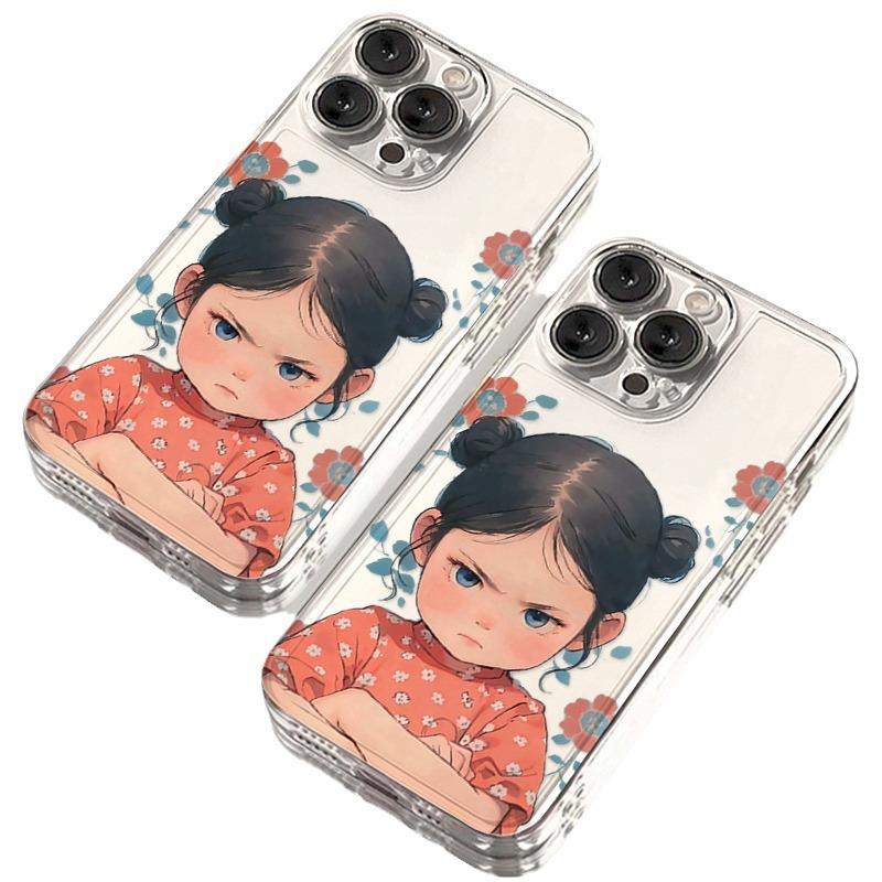 Applicable to Apple 11PROMAX mobile phone case iPhone11 fun 11 transparent 11 soft case 11 intervene angry girl