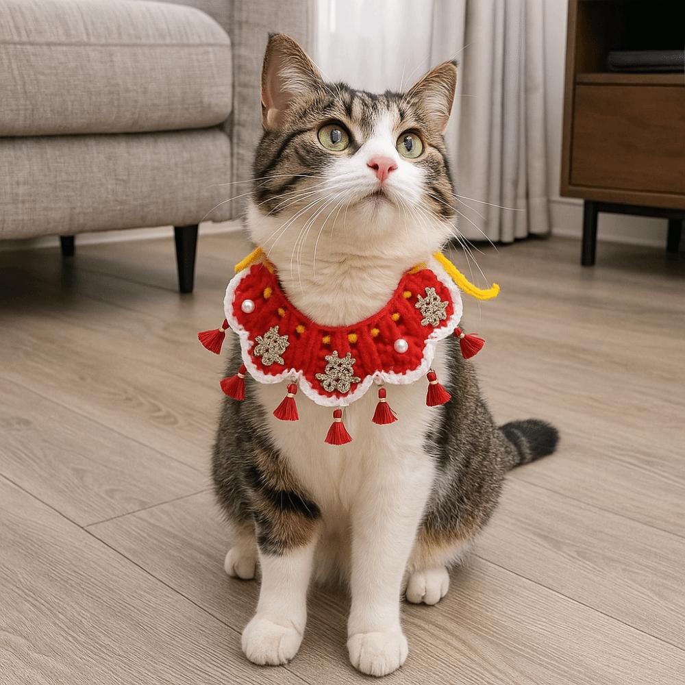 Decorative New Year Pet Collar Lace-up Style Pet Saliva Towel Pet Wedding Items  Take Photos