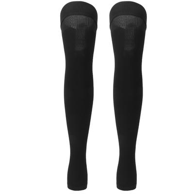 Kompressions-Feinstrümpfe mit offener Spitze, vielseitige Oberschenkelhohe Mercerisierungs-Socken, SchwarzXXL