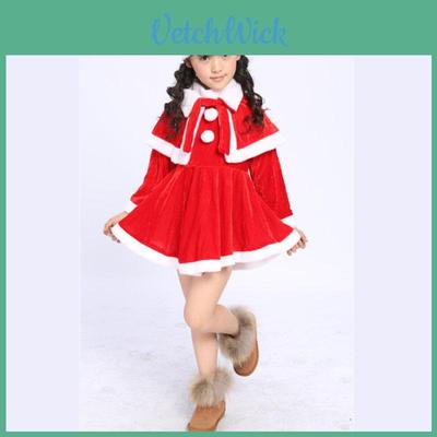 Luxuriöses Samt Kinder Weihnachtskostüm Unisex Rotes Weihnachtsmann-Outfit für Feiertagsaufführungen