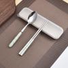Wheat Straw Stainless Steel Portable Cutlery Set: Fork, Spoon & Chopsticks for Students, Office, and Travel