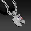 Trendy Iced Cartoon Rabbit Elf Pendant Alloy Gold Cuban Link Chain Unisex Hip Hop Crystal Rhinestone Rappers Enamel Design