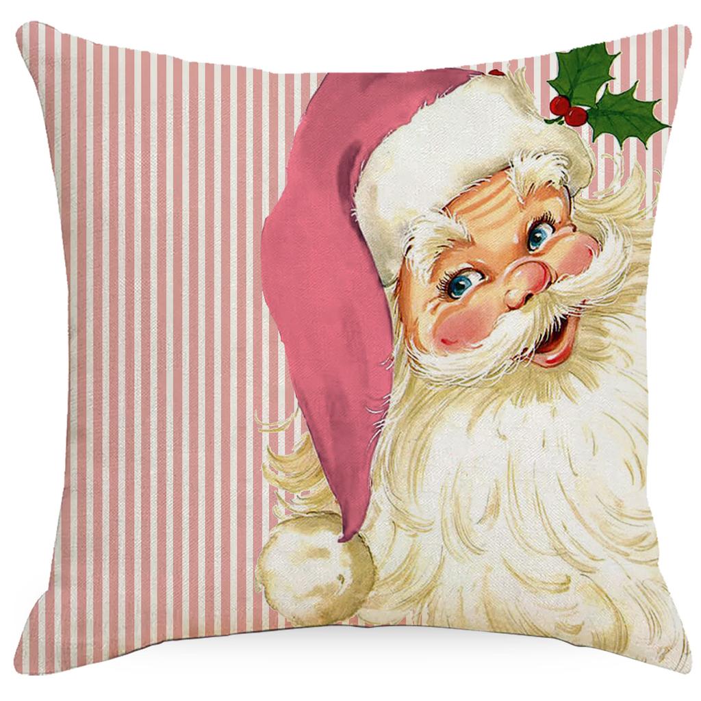 Weihnachts-Kissenbezug Rosa Weihnachten Leinen Kissen Wohnzimmer Sofa Home Office Kissen