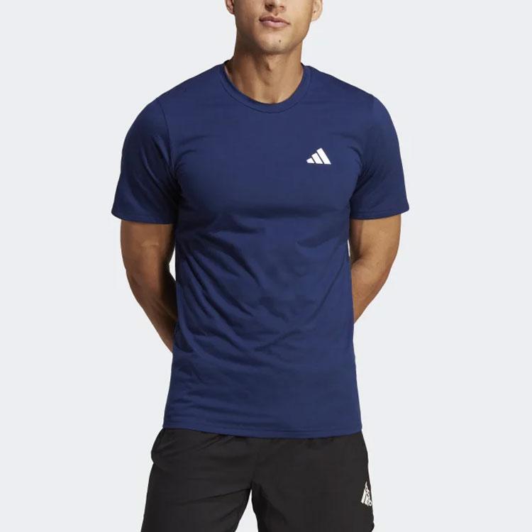 Adidas Train Essentials Feelready Solid Logo Round Neck Short Sleeve T-Shirt Men Tops Deep-Blue IC7441