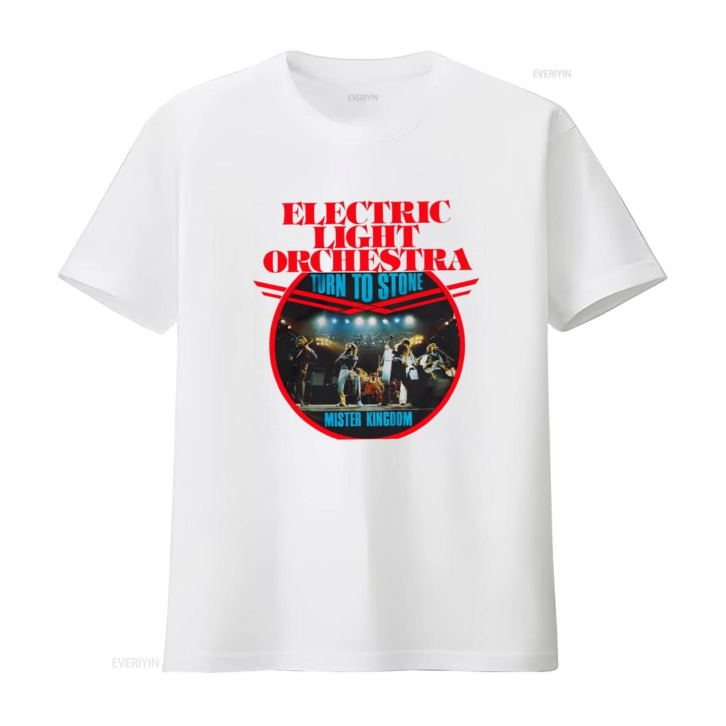 Electric Light Orchestra Rock Band Concert Print T Shirt Turn to Stone Design for Music Lovers vintage Washed Slightly homme