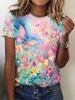 Women's Tee - Pink Butterfly & Floral Watercolor Graphic, Soft Dreamy Garden Design for Casual Daily Wear