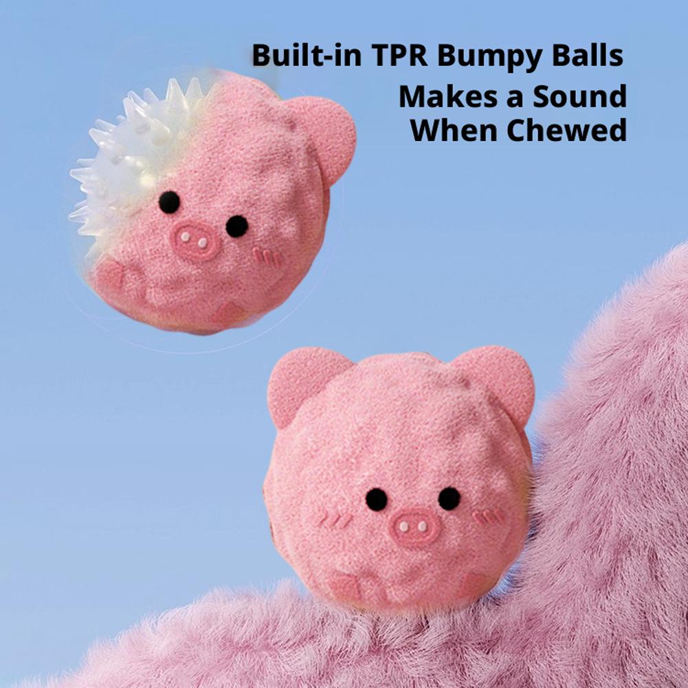 Interactive Dog Chew Toy, Plush Squeaky Ball for Puppy Bite Resistant TPR Teeth Cleaning Pet Toy Training
