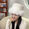 Fashion and high-quality plush soft waxy basin hat for women, thickened in winter to prevent cold and keep warm, fashionable to show small plush face