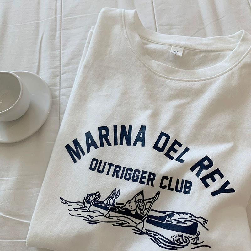 Women's Korean Style Heavyweight Cotton Short-Sleeve T-Shirt – White, Straight-Shoulder Design