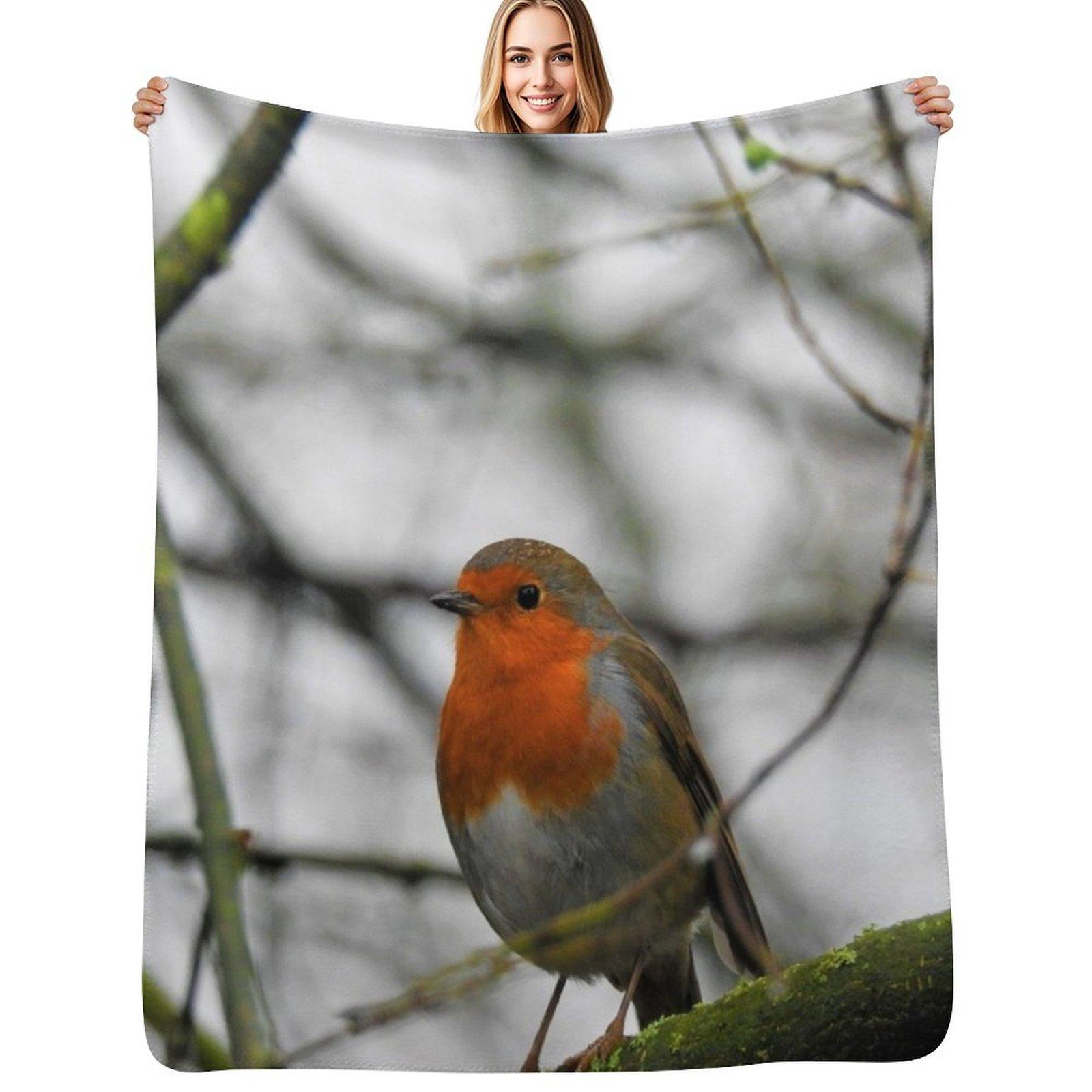 Little Robin Throw Blanket Breathable Lightweight Blanket for Adults Kids 102x76cm(40x30in)