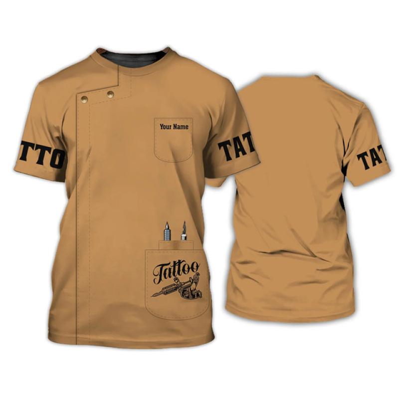 T-shirt Pour Homme Drôle Tatouage Harajuku Streetwear Loisirs Col O Oversize Manches Courtes Hauts Tendance Mode Nom Impression Personnalisée T-shirts