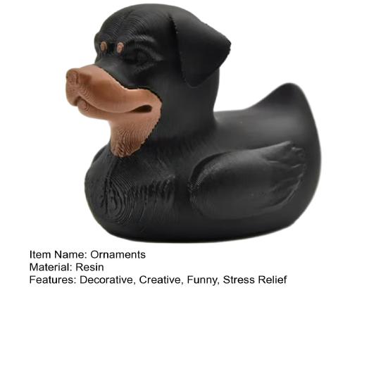 Yousheng 3D Printed Rottweiler Dog Duck Figurine, Funny Dog Duck Ornament, Desktop Entry Car Ornament Creative