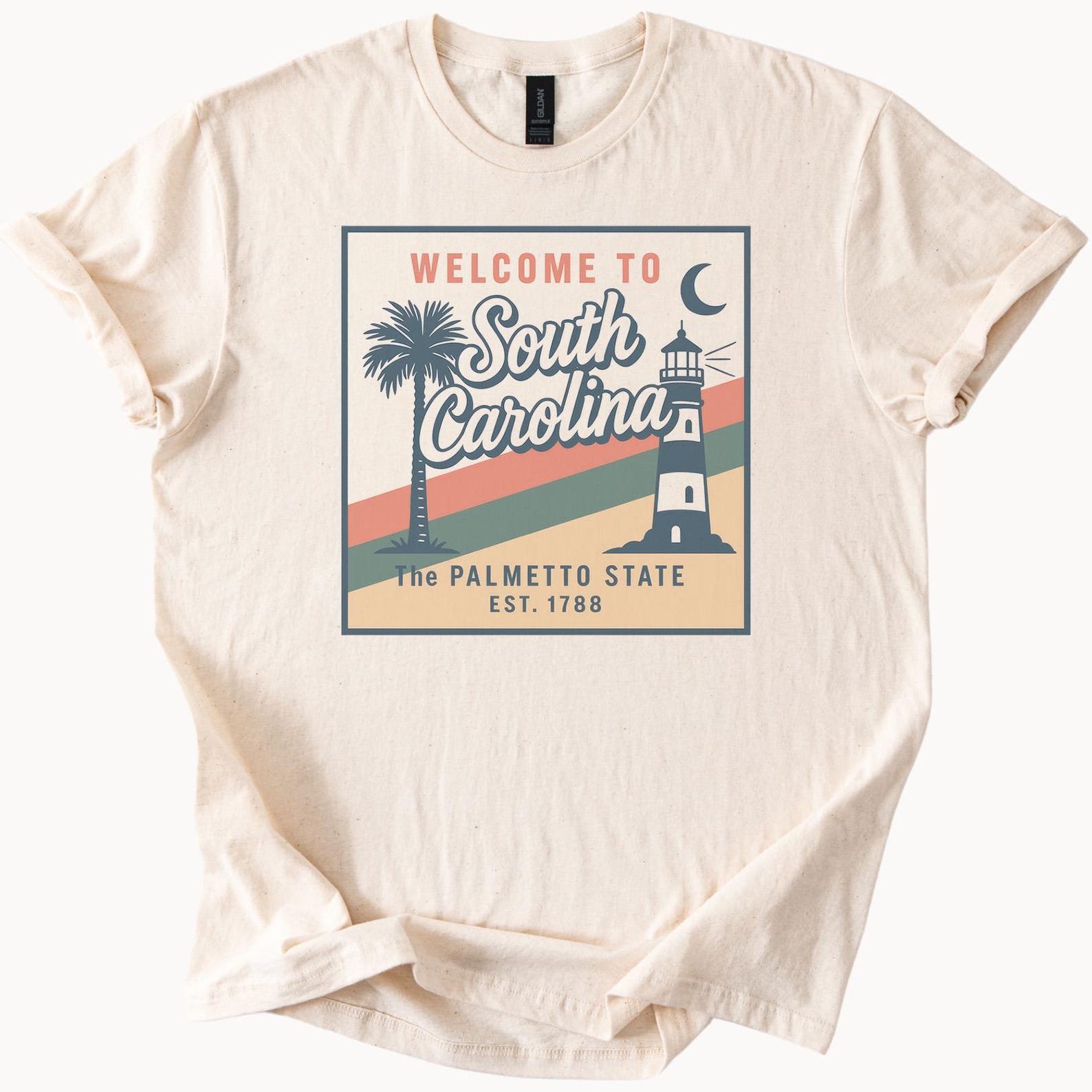South Carolina T Shirt Welcome To South Carolina Lighthouse Palmetto Tree Crescent Moon Graphic Shirt The Palmetto State Est 1788 Tee 140