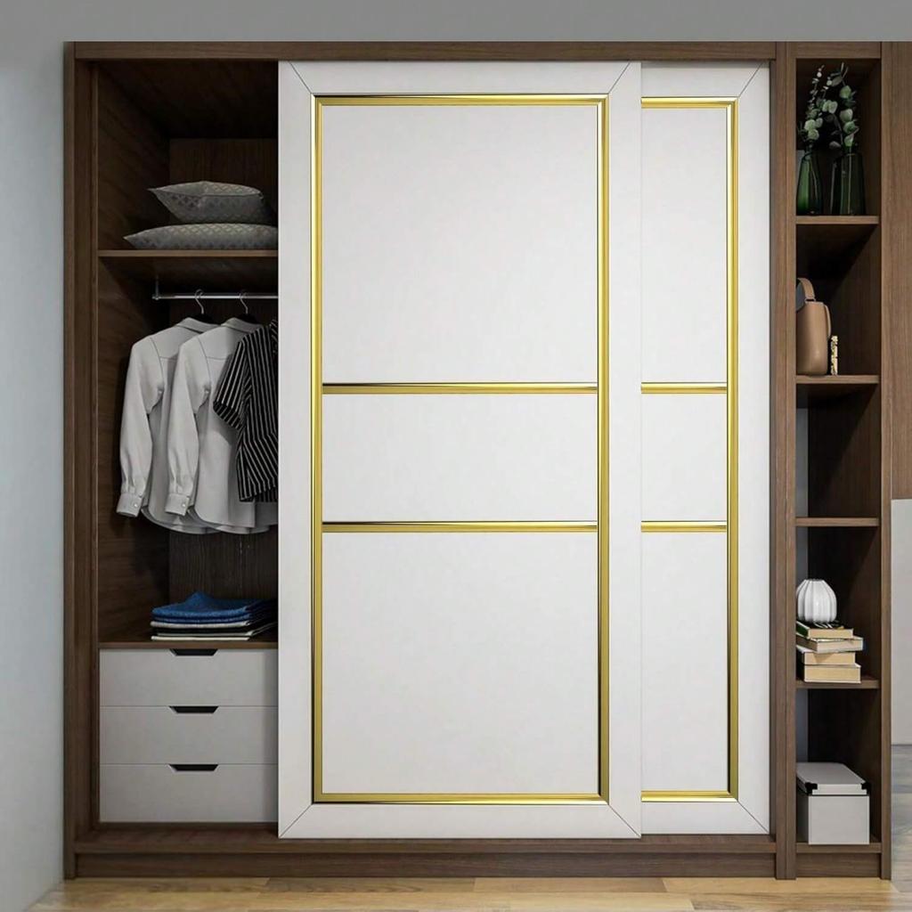 1 Stück 5 m x 0,8 cm Goldfarbenes PVC Dekoratives Kantenleistenband - Perfekt für Wand-, Decken- und Möbelkantenversiegelung Nahtlose Wand Ecke W