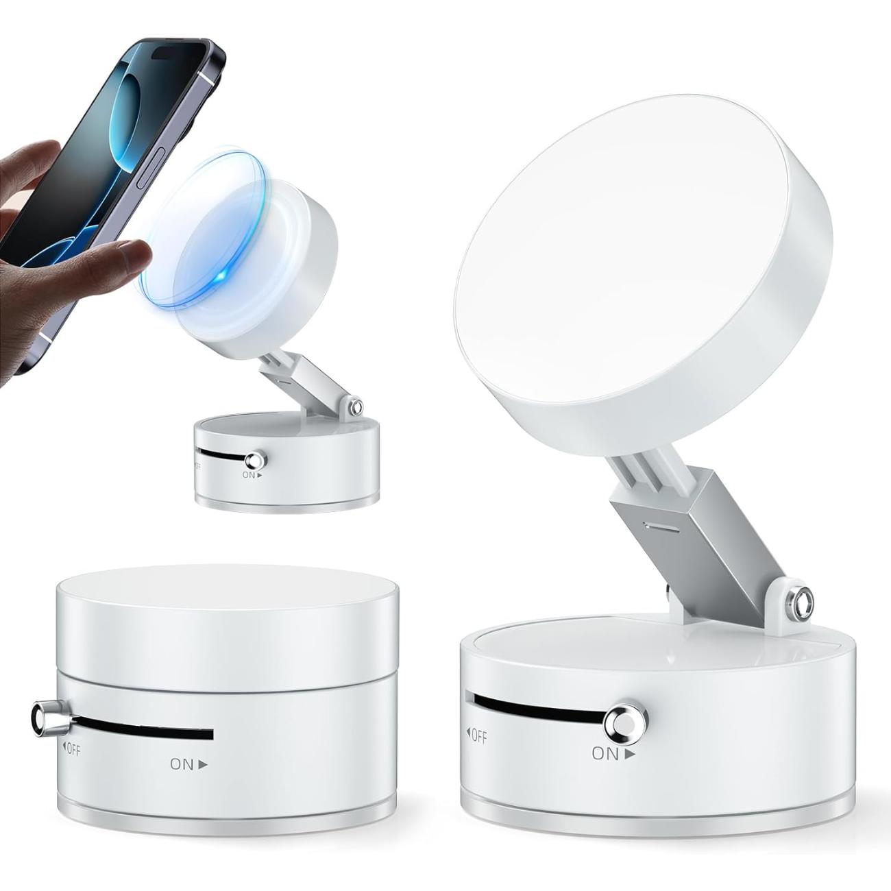 Vacuum Suction Magnetic Phone Holder, Upgrade Magnetic Suction Phone Mount Foldable & Retractable Vacuum Magnetic Phone Stand слоновая кость