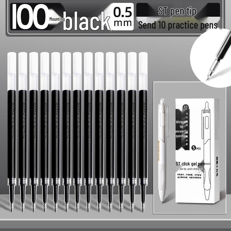 Quick-Dry 0.5mm Black Gel Pen Refill, Universal Needle Tip, Push-Action, Signing Replacement Core