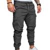 Pantaloni cargo skinny allacciati alla caviglia con coulisse in vita tinta unita casual da uomo