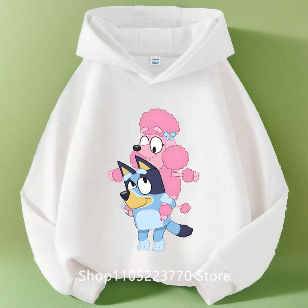 

2026 Дитяча синя толстовка Bluey З еластичними манжетами Зимова З мультяшним аніме-принтом Затишна кофта Хлопчики Дівчата 120