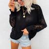 Women's Loose  Blouse Lace Stitching Sweater Patchwork Hollow Sweater