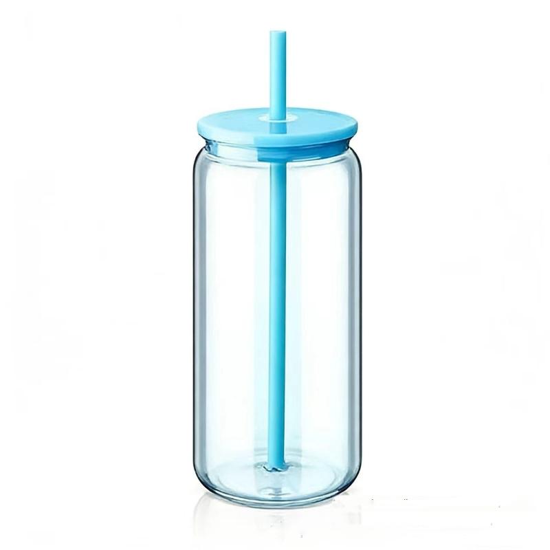 

New 16Oz(450Ml) Capacity Jar Cups Reusable Break-Resistant Drinking Tumbler With Lids Straws Beverage Mugs Wedding Party A5