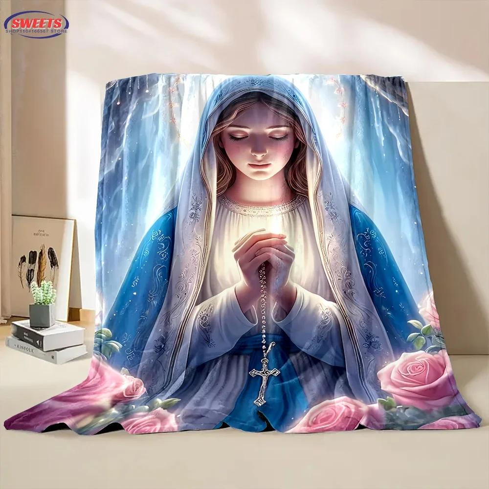 New Arrival ! Virgin Mary Pray Blanket, Warm and Cozy Flannel Blanket, Sofa Bedroom Office Leisure Nap Cover Blanket, Nice Gift
