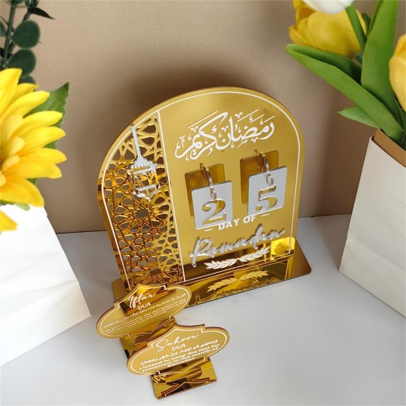 Festival Countdown Display Decoration Unique Eid Table Centerpieces Acrylic Texture Perfect for Eid Party Celebration