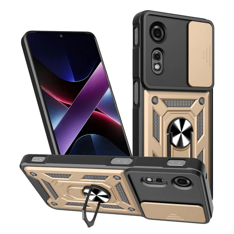 Magnetický kovový držák prstenu Kryt pro ZTE Blade A75 A55 A35 Nubia Focus Neo 3 Neo2 Posuvný objektiv Fotoaparát Nárazuvzdorný Armor Tvrdé pouzdro