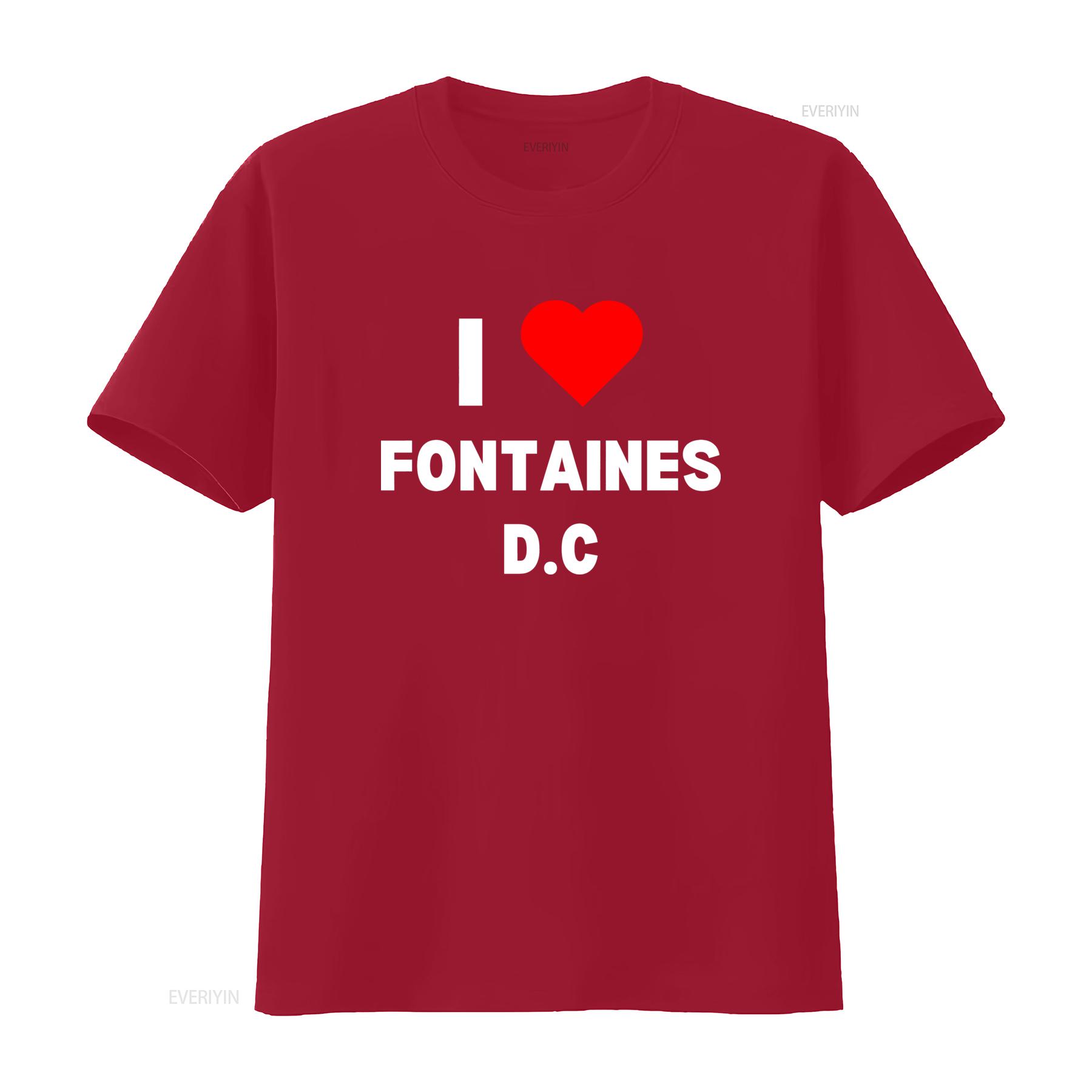 Stylish I Heart Fontaines D C Indie T Shirt for Fashion Forward Individuals vintage Washed homme Stretched Breathable S