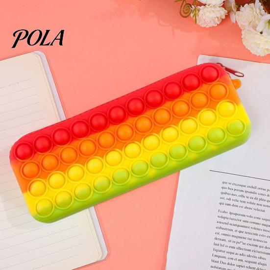 Relief Pencil Case Pop Case, Large Capacity Silicone Storage Bag, with Durable Pouch Bubble Toy Decompression Stationery for Kids School Office