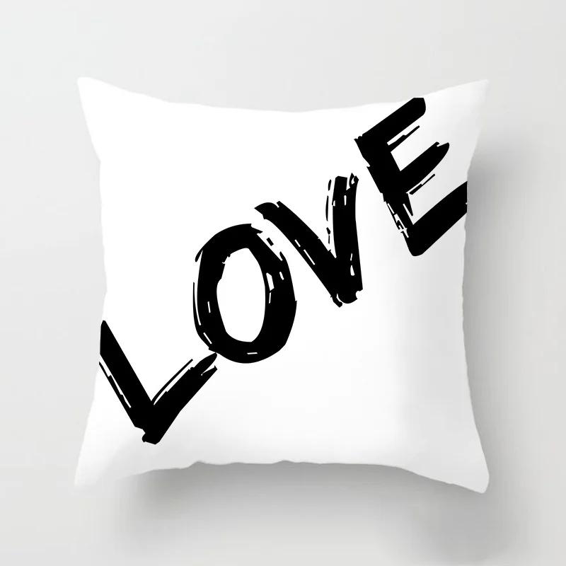 Love Heart Letters Floral Pillowcase Modern Nordic Fashion Pink Cushion Cover Sofa Seat Wedding Decorative Throw Pillows Cover