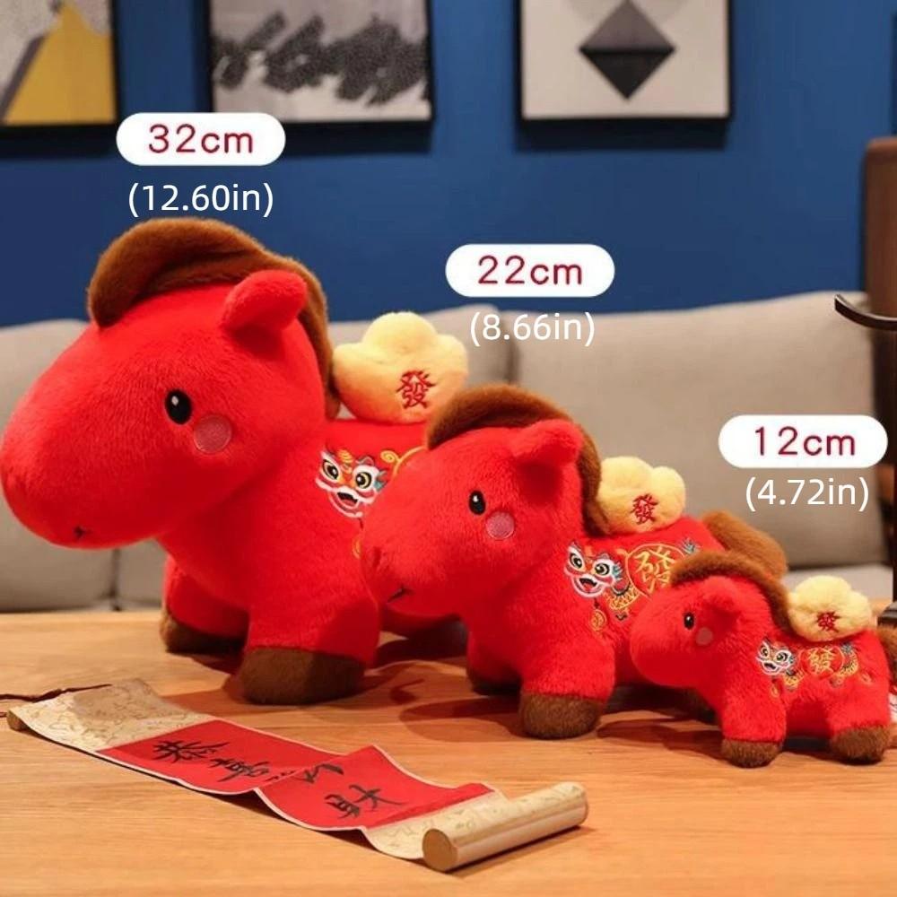 PP Cotton Filling 2026 Horse Stuffed Animal Cute Zodiac Horse Doll Plush Horse Toys  Festive Decor